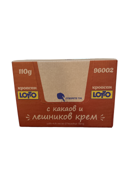 Кроасан Lotto какао и лешник 110гр кутия 18 бр